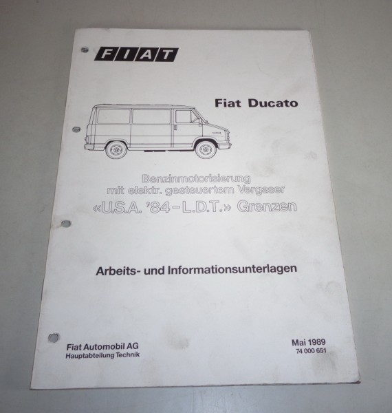 Schulungsunterlage Fiat Ducato I Benziner / Vergaser von 05/1989