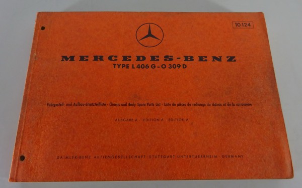 Teilekatalog Mercedes-Benz L 406 G Düdo / T2 / Bus O 309 D Stand 12/1966 (10124)