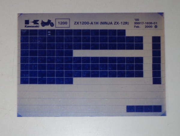 Microfich Ersatzteilkatalog Kawasaki NINJAZX 12R ZX1200 A1H Model 00 Stand 02/00