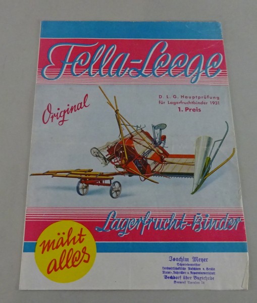 Prospekt / Broschüre Fella-Leege Lagerfrucht-Binder Stand 10/1936