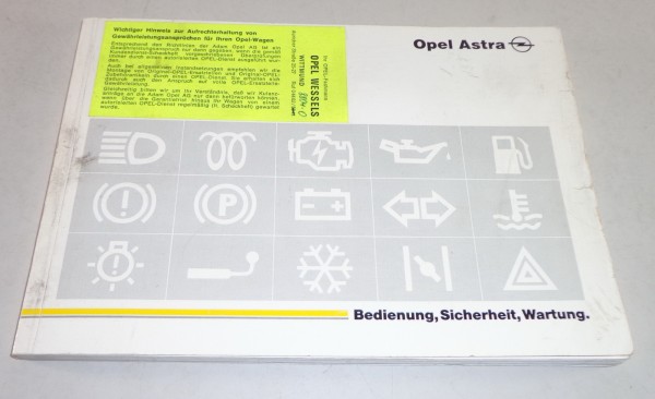 Betriebsanleitung Opel Astra F von August 1992