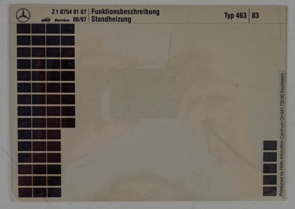 Microfich Werkstatthandbuch Mercedes G-Klasse W463 Funktion Standheizung 1997
