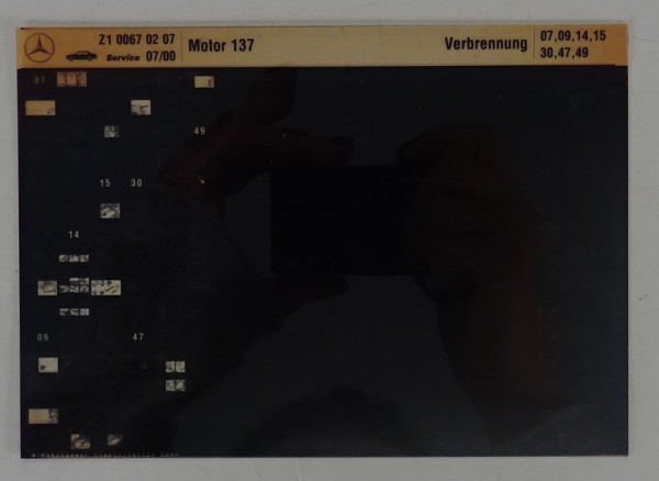 Microfich Teilekatalog Mercedes-Benz Benzin Motor M 137 Verbrennung 07 / 2000