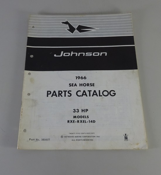 Teilekatalog OMC Johnson Outboards 33 PS Models von 1966