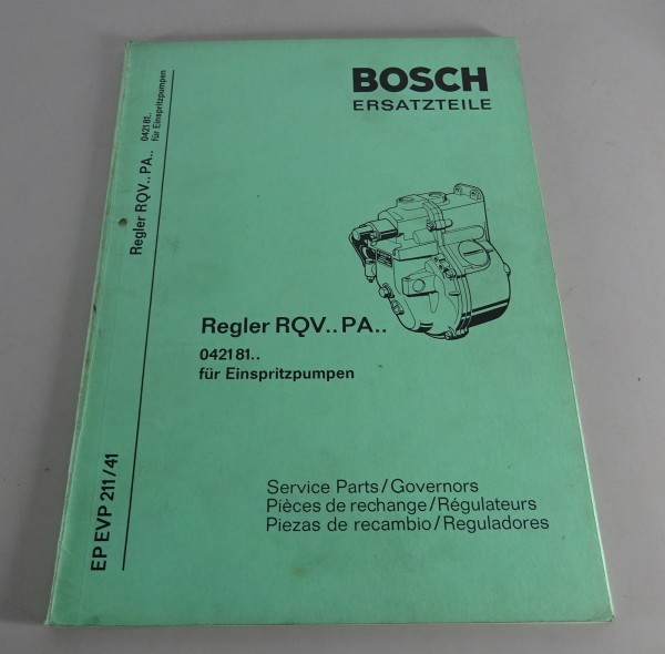 Teilekatalog Bosch Regler RQV.. PA.. 0421 81.. Stand 09/1970