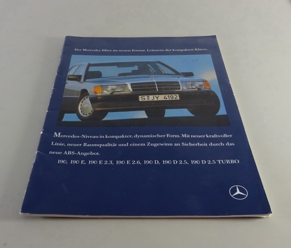 Faltprospekt Mercedes-Benz W201 190 / 190 E / 190 E 2.6 / etc. Stand 08/1988