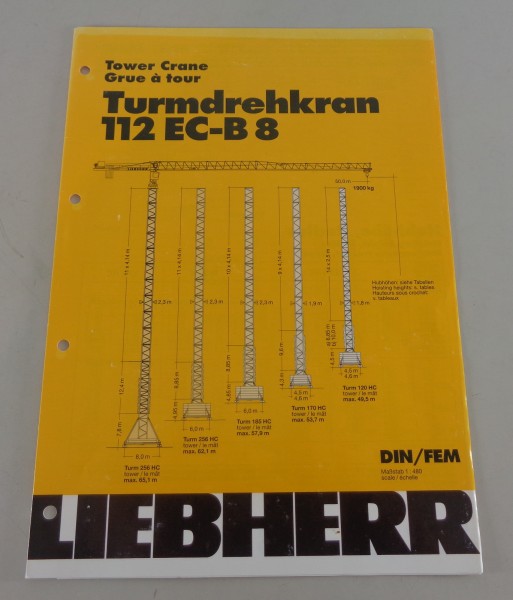 Datenblatt / Technische Beschreibung Liebherr Turmdrehkran 112 EC-B 8 von 2001