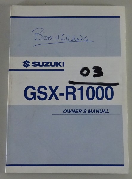 Owners Manual / Handbook Suzuki GSX-R 1000 von 01/2003