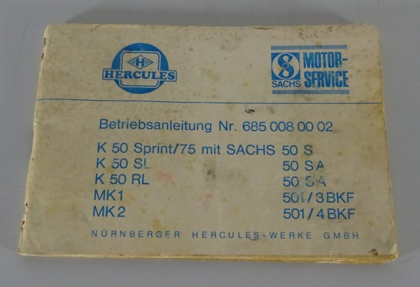 Betriebsanleitung / Handbuch Hercules K 50 Sprint / K 50 SL / K 50 RL, MK1 / MK2