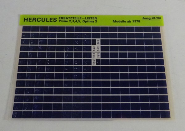 Microfich Ersatzteilkatalog Hercules Prima 2, 3, 4, 5 Optima 3 ab´78 Stand 1990