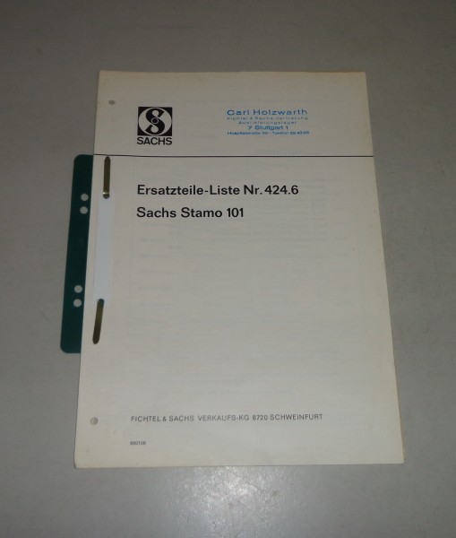 Teilekatalog / Ersatzteilliste Nr. 424.6 Sachs Stamo 101 - Stand 01/1966