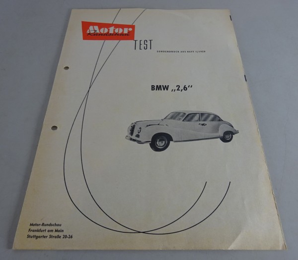 Testberichte / Magazine Testbericht BMW "2,6" Barockengel Stand 01/1959