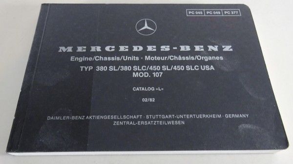 Bildkatalog Teilekatalog Mercedes Benz R107 USA 380 / 450 | SL / SLC von 02/1982