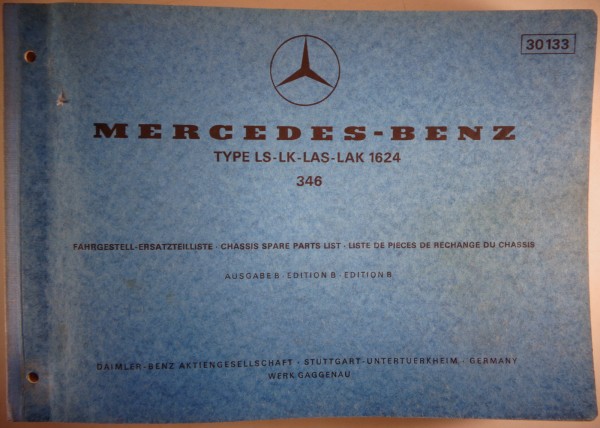 Teilekatalog Mercedes Benz LS - LK - LAS - LAK 1624 - 346 Stand 05/1972