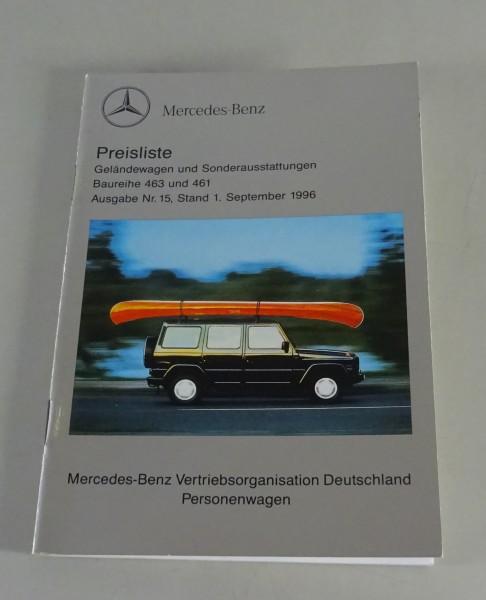 Preisliste Mercedes-Benz G-Modell / G-Klasse W463 & W461 gültig ab 01/09/1996