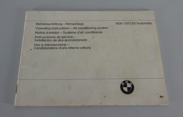 Zusatz - Betriebsanleitung BMW Klimaanlage für 1800 / 2000 + E9 / E3 von 04/1972