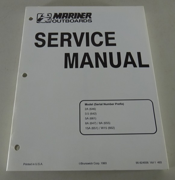 Werkstatthandbuch Mercury Mariner Außenborder 2A / 3.5 / 5A / 8A / 15A / W15
