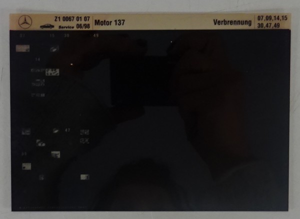 Microfich Teilekatalog Mercedes-Benz Benzin Motor M 137 Verbrennung 06 / 1998