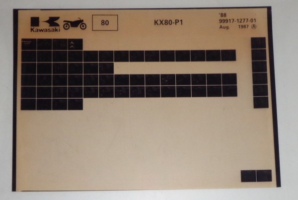 Microfich Ersatzteilkatalog Kawasaki KX 80 P1 Model 1988 Stand 08/87