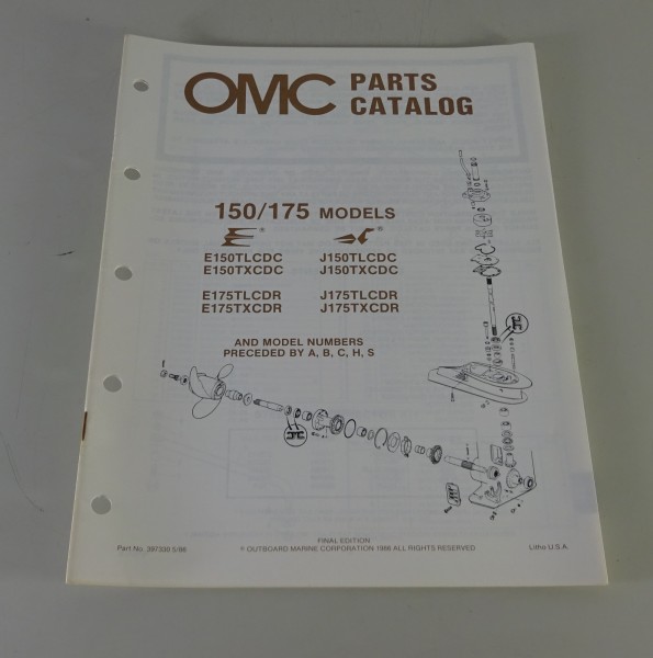 Teilekatalog Johnson Evinrude Außenborder / Outboards 150 / 175 PS Models 5/1986