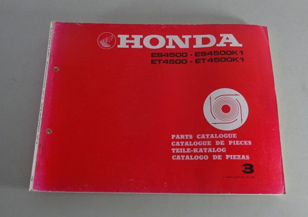 Teilekatalog Honda ES + ET 4500 / ES + ET 4500K1 Generator Stand 1980