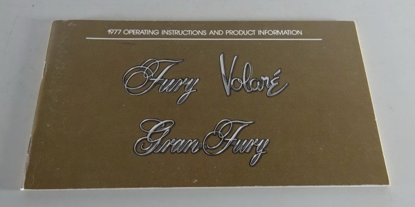 Owner´s Manual / Handbook Plymouth Gran Fury / Fury / Volaré Stand 1977