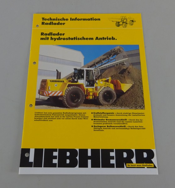 Prospekt / Broschüre Liebherr Hydrostatantrieb für Radlader Stand 02/1994