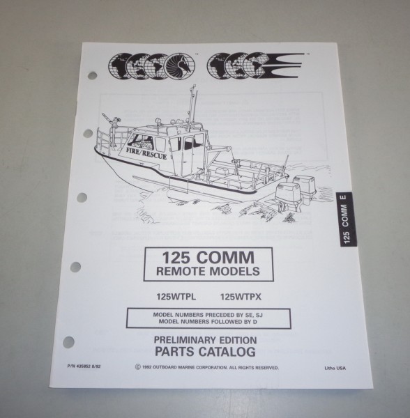 Teilekatalog OMC Evinrude Johnson Außenborder 125 COMM Remote Models St. 08/92