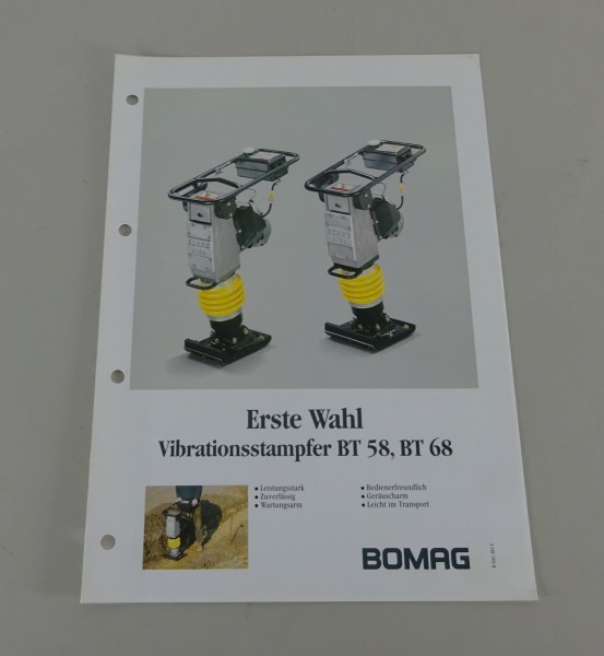 Prospektblatt / Broschüre Bomag Vibrationsstampfer BT 58 / 68 Stand 11/1993