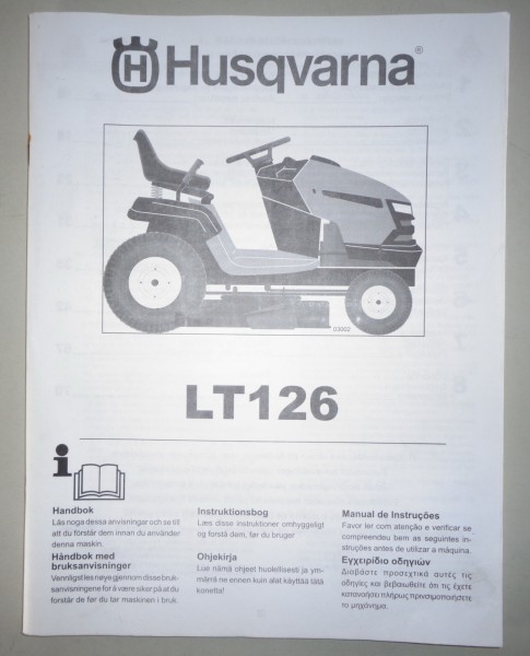 Owner's Manual / Handbook Husqvarna LT126 SE | NO | DK | FI | PT | GR 10/2008