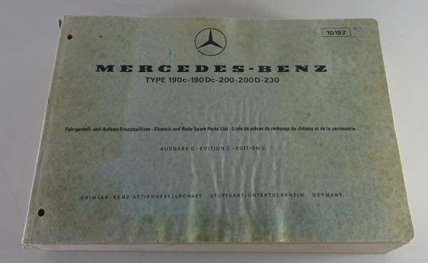 Teilekatalog Mercedes 190c + DC, 200 + D, 230 Heckflosse W110 + OM 621 von 1971