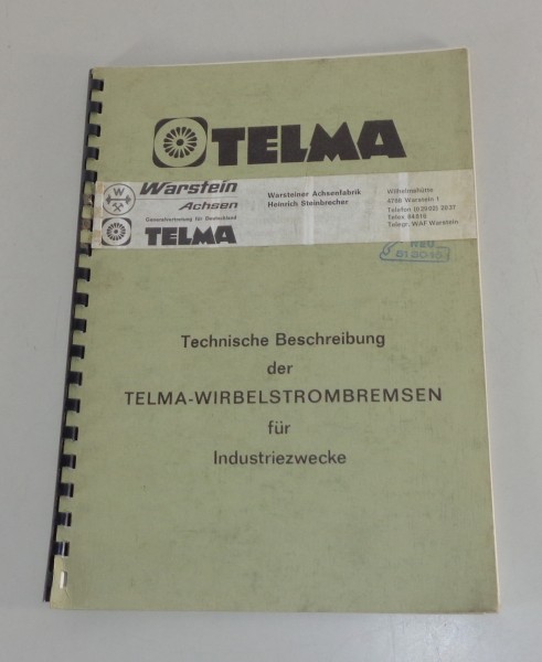 Technische Beschreibung Telma Wirbelstrombremsen CA / FOCAL für Industriezwecke