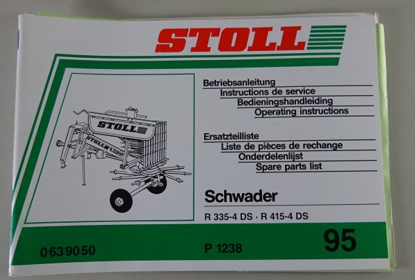 Teilekatalog / Betriebsanleitung Stoll Schwader R 335-4 / 415-4 DS Stand 1995