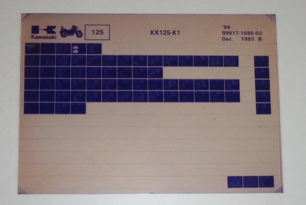 Microfich Ersatzteilkatalog Kawasaki KX 125 K1 Model 1994 Stand 12/93