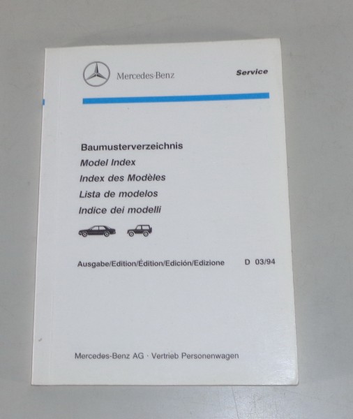 Baumusterverzeichnis Mercedes PKW + G-Modell von 03/1994