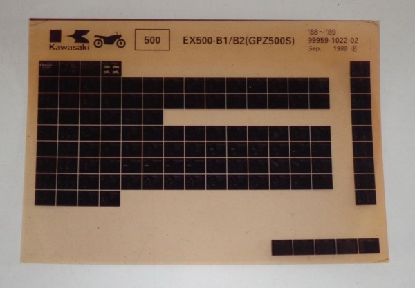 Microfich Ersatzteilkatalog Kawasaki GPZ500S EX500 B1/B2 Model 88-89 Stand 09/88