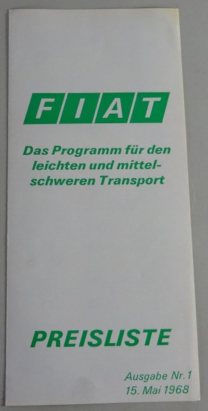 Preisliste / Prospekt | Fiat 238 / 600 T / 241 | Stand 05/1968 | Ausgabe Nr.1