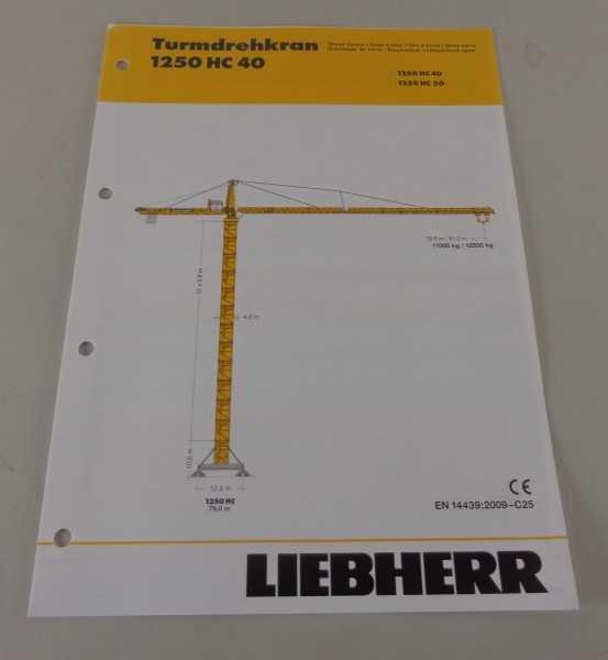 Datenblatt / Technische Beschreibung Liebherr Turmdrehkran 1250 HC 40 von 2010