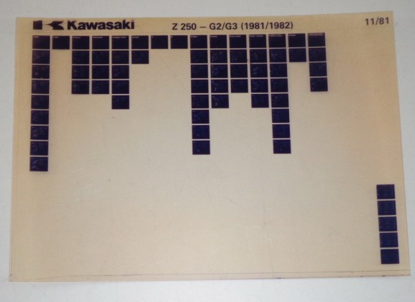 Microfich Ersatzteilkatalog Kawasaki Z 250 G2/G3 Model 1981-82 Stand 11/81