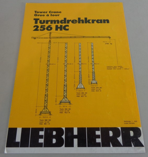 Datenblatt / Technische Beschreibung Liebherr Turmdrehkran 256 HC von 10/1990