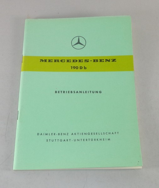 Betriebsanleitung Mercedes Benz W121 Ponton 190 Db Diesel Stand 1960