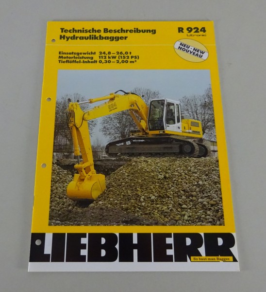 Prospekt Liebherr Hydraulikbagger R 924 Litronic Technische Daten Stand 02/1998