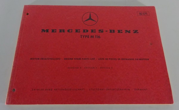 Teilekatalog Mercedes Benz Motor M116 in W111, W108, W109, R107 von 1969 (10171)