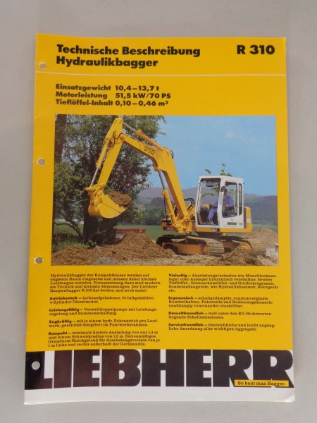 Datenblatt / Technische Beschreibung Liebherr Hydraulikbagger R 310 von 02/1994