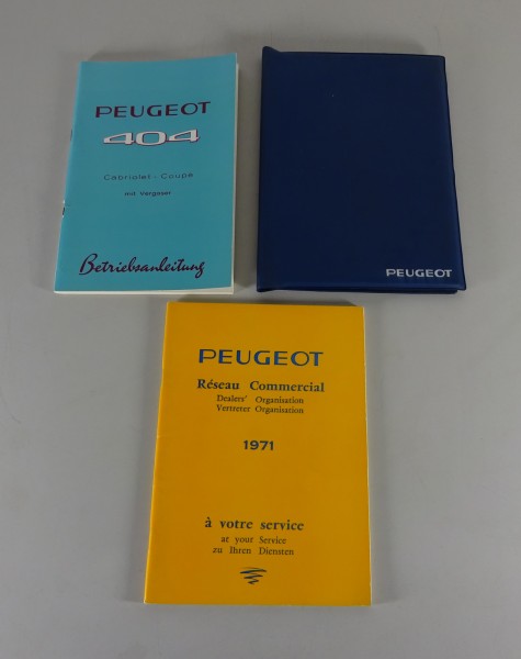 Bordmappe + Betriebsanleitung Peugeot 404 Cabrio + Coupé Vergaser Stand 01/1967