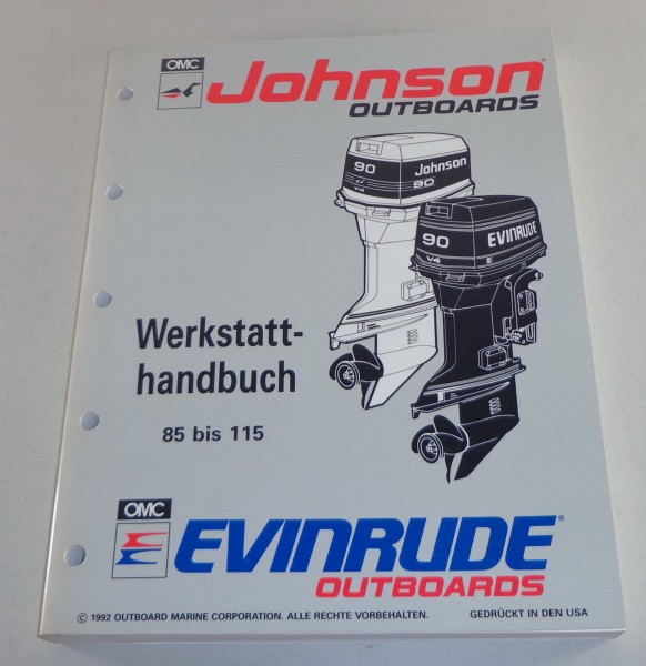 Werkstatthandbuch Johnson Bootsmotor Außenborder 85, 88, 90, 100, 115 PS v. 1992