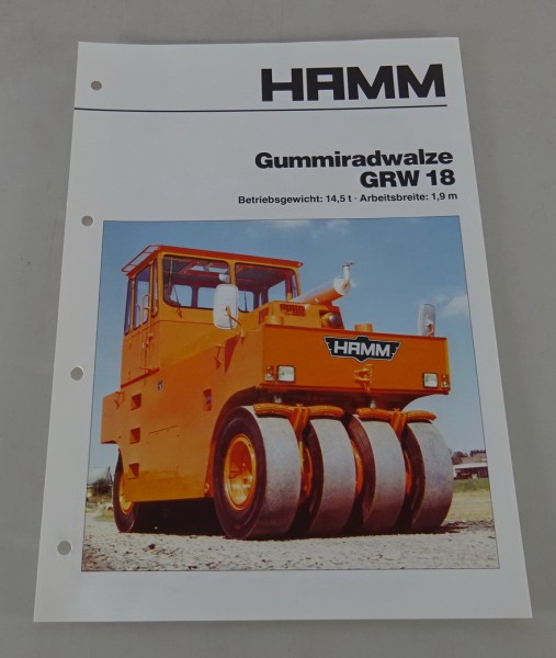 Prospekt / Broschüre HAMM Gummiradwalze GRW 18 Stand 02/1986