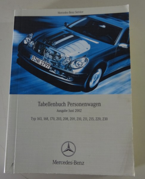 Tabellenbuch Mercedes Benz 163 168 170 203 209 210 211 215 220 230 Stand 06/2002