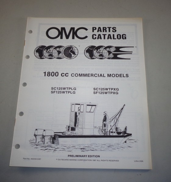 Teilekatalog OMC Bootsmotor Außenborder 1800 cc Commercial Models von 1987