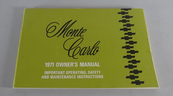 Owner´s Manual / Handbook Chevrolet Monte Carlo Stand 1971